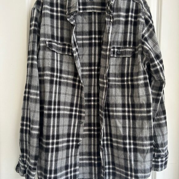George Men's Flannel Shirt XL Grey Black Soot Plaid Super Soft Outdoor Casual - Picture 13 of 13